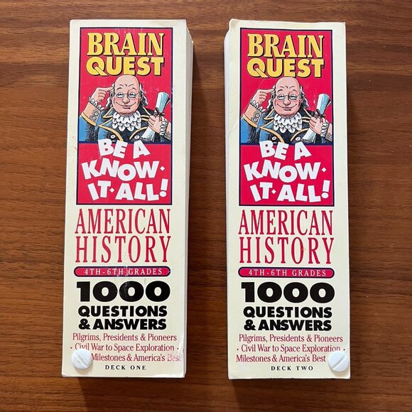 Brain Quest Learn American History Grade 4-6 Lot of 2 Quiz Deck VTG 1st Ed 1995 - Picture 1 of 13